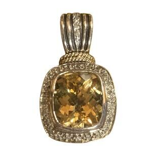 Sadye L. Vassil (SLV) Pendant Sterling Silver, 14k Gold, Citrine & Diamonds